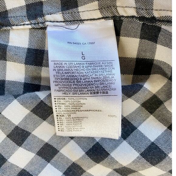 Banana Republic Soft-wash Gingham Flannel Shirt Dark Charcoal L - Picture 7 of 11